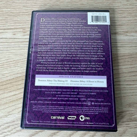 DOWNTON ABBEY PBS BBC Season‎ 1 DVD 3 Disc Set Original U.K. Set Widescreen - Picture 2 of 8